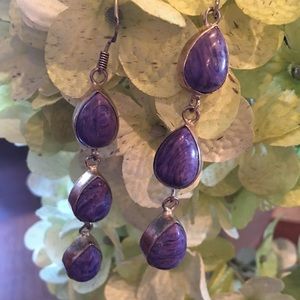 🌿Charoite 925 Silver Earrings